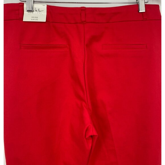Nicole Miller New York Size Large L Stretch Red Mid-Rise Slim Leg Pants NWT New - Picture 5 of 7